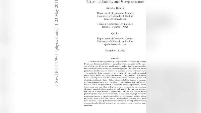 네트워크 분석을 위한 폴리아 귀환 확률 지표