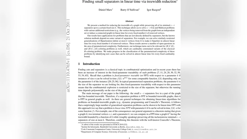 작은 분리자를 선형 시간에 찾는 트리폭 감소 기법