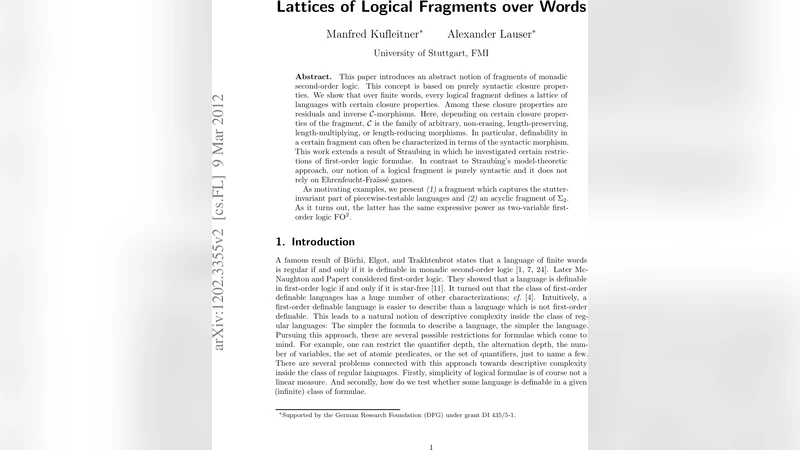 단어 위 논리 조각들의 격자 구조