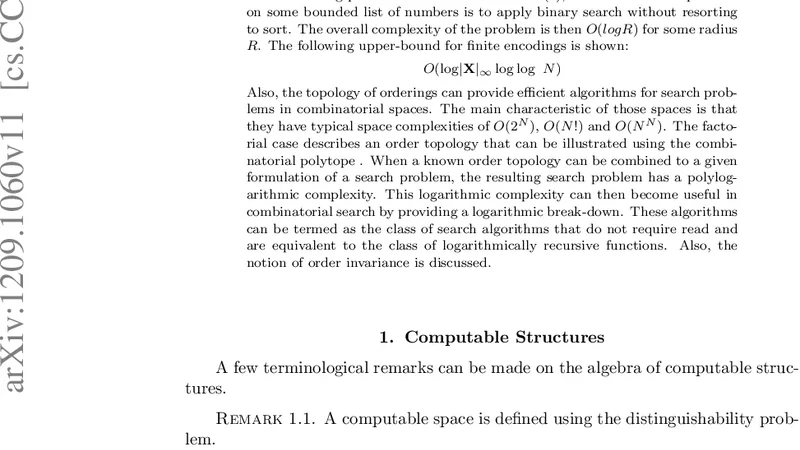 조합 공간과 순서 위상 로그 복잡도 탐색의 새로운 패러다임