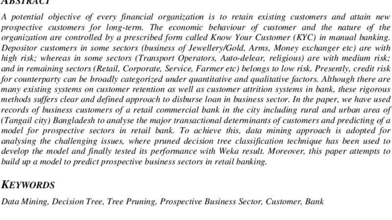 소매은행 대출 대상 사업부문 예측을 위한 의사결정트리 기반 데이터 마이닝