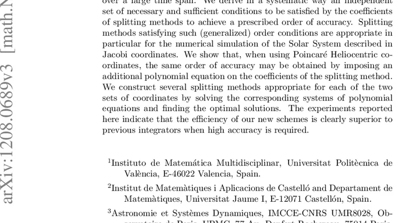 새로운 고정밀 행성계 시뮬레이션을 위한 심플렉틱 분할법