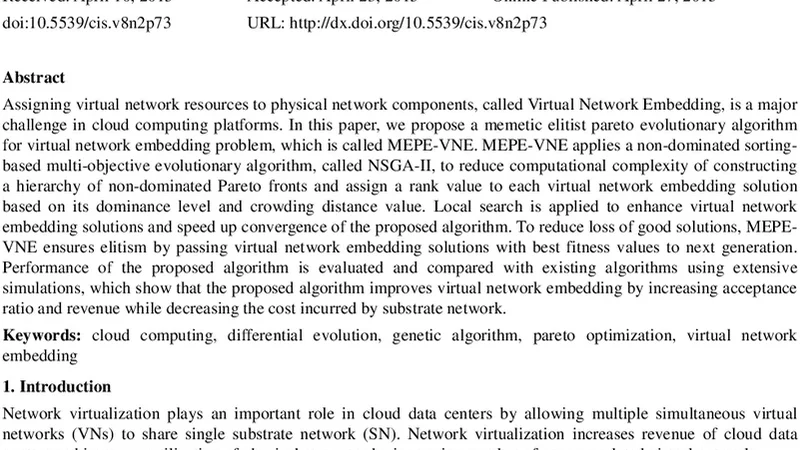 가상 네트워크 매핑을 위한 엘리트 파레토 진화 알고리즘