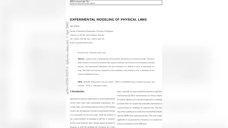 실험적 물리법칙 모델링 확률분포와 정보엔트로피 기반 접근