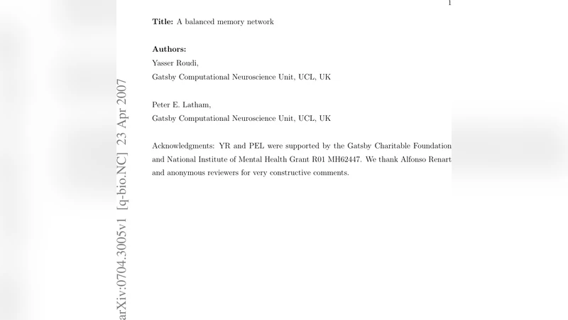 균형 잡힌 기억 네트워크