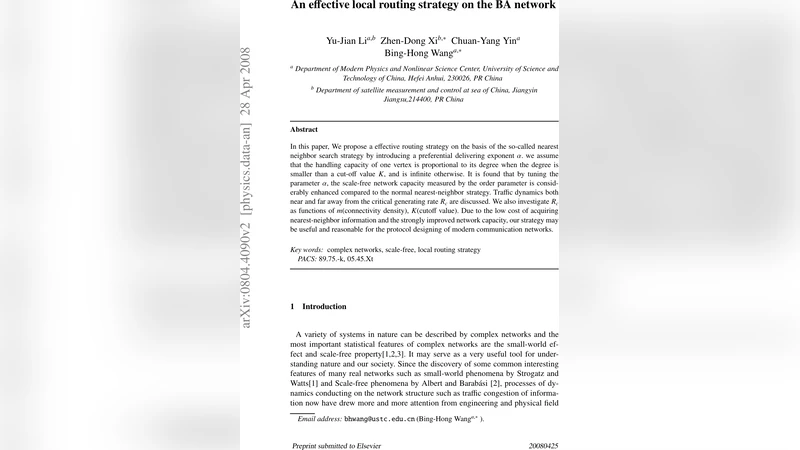 BA 네트워크를 위한 최적 로컬 라우팅 전략: α 지수와 용량 컷오프의 효과