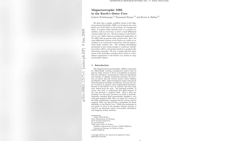 지구 외핵의 마그네스토스테릭 MRI