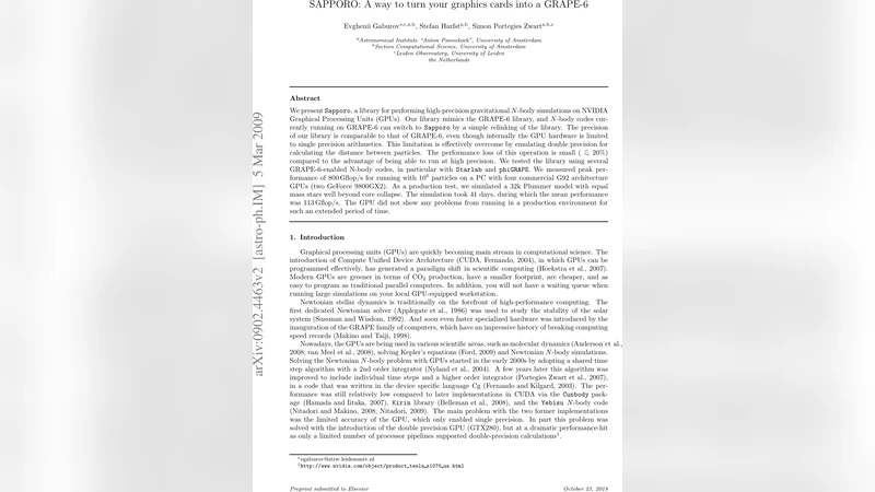 GPU를 활용한 고정밀 중력 N‑바디 시뮬레이션, SAPPORO 라이브러리