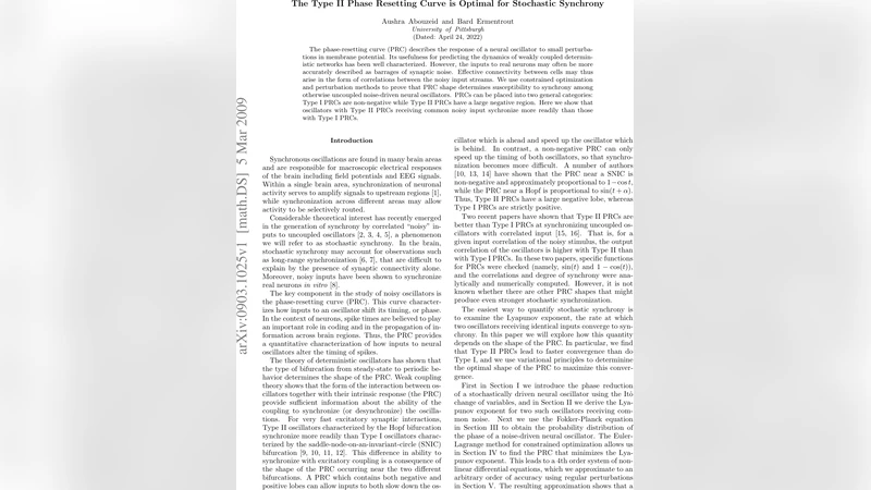 Type II 위상 재설정 곡선은 잡음 동기화에 최적