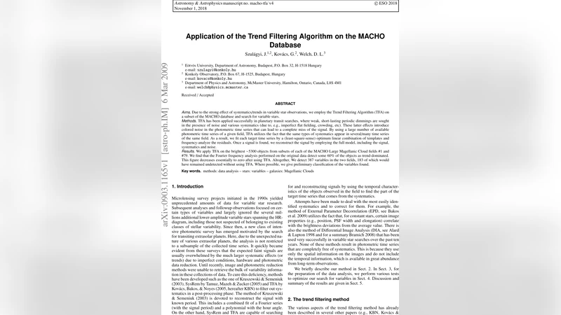 MACHO 데이터에 트렌드 필터링 알고리즘 적용