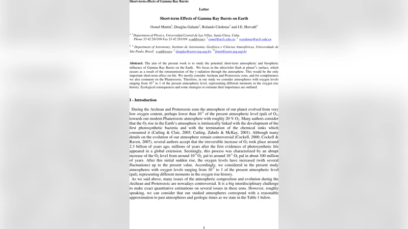 감마선 폭발이 지구에 미치는 단기 영향