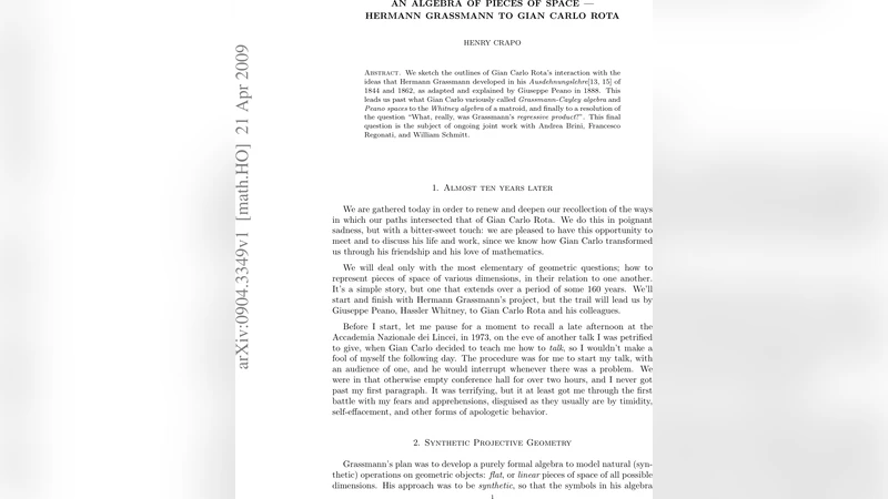 공간 조각의 대수: 그라스만에서 로타까지
