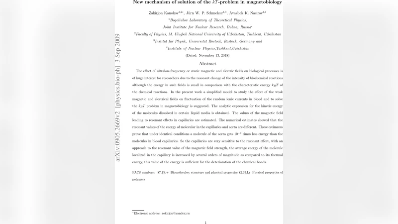 초저주파 자기장으로 혈액 내 이온 흐름을 조절하는 새로운 메커니즘