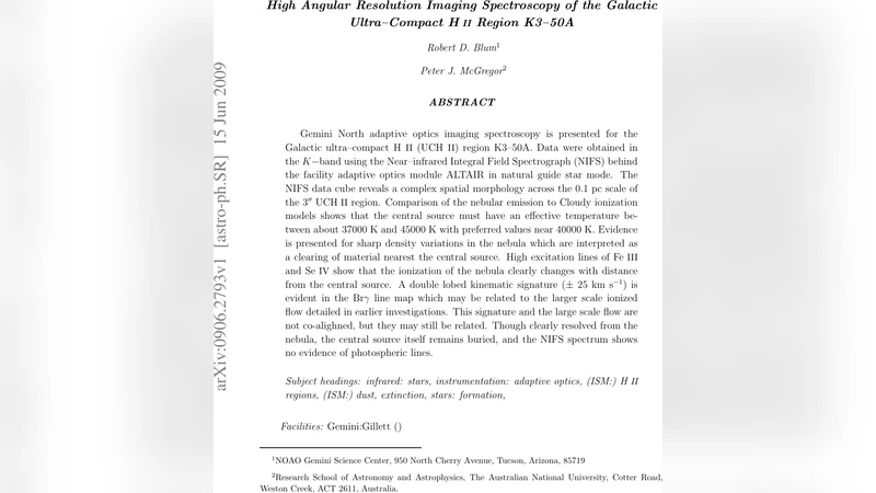 고해상도 적외선 적분장 스펙트로스코피로 본 은하계 초밀집 H II 영역 K3‑50A의 구조와 물리