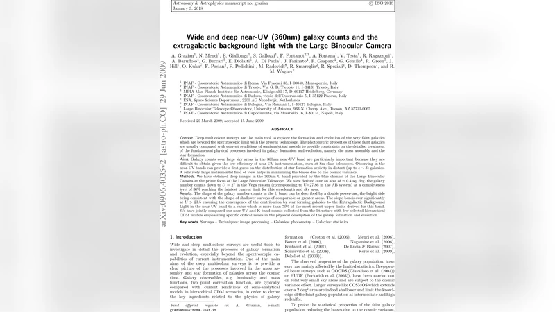 넓고 깊은 근자외선 은하수 카운트와 외부 은하 배경광 연구