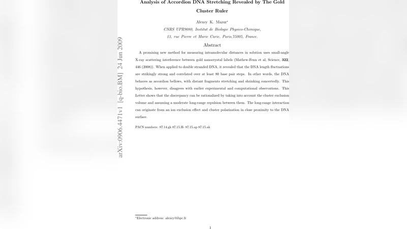 DNA의 ‘아코디언’ 변형: 금 나노클러스터를 이용한 새로운 거리 측정법의 재해석