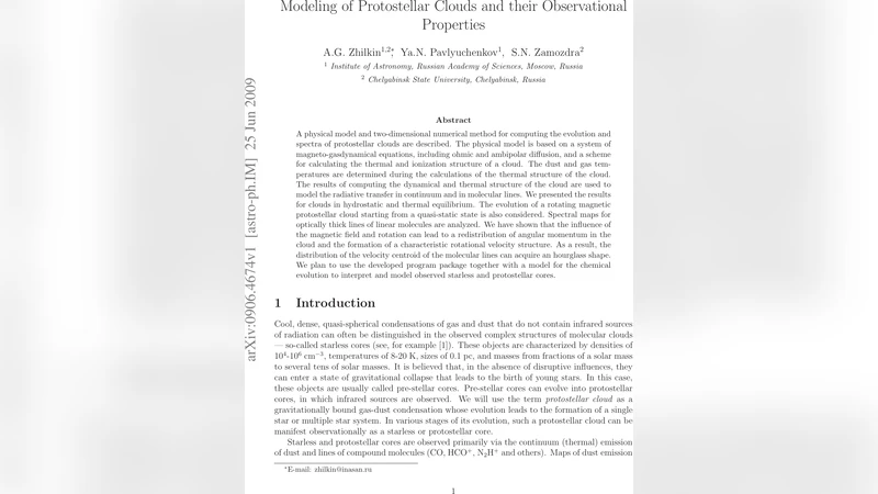 원시성 구름 모델링과 관측 특성