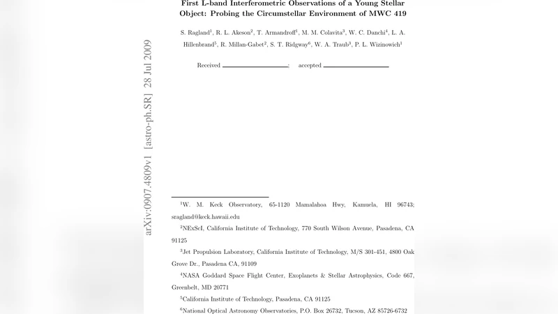 젊은 항성 MWC 419의 원주변 환경을 탐구한 최초의 L밴드 간섭관측