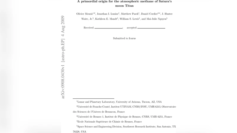 타이탄 메탄의 원시 기원과 D/H 비율 검증