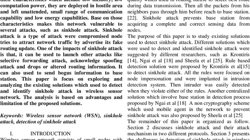 무선 센서 네트워크 싱크홀 공격 탐지 연구 동향