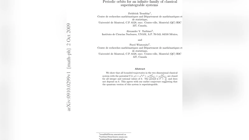 정수·유리 k값에 대한 무한 가족 고전 초적분가능계의 폐궤도 연구