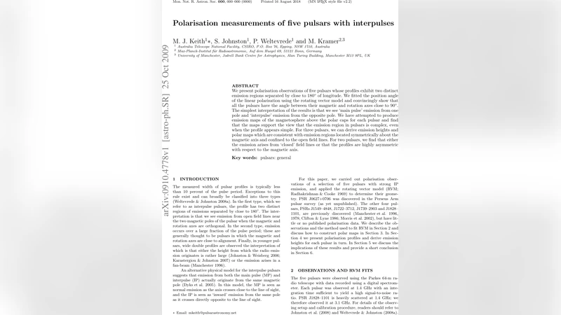 극지와 반대극을 동시에 본다 — 다섯 개 인터펄스 펄서의 편광 연구