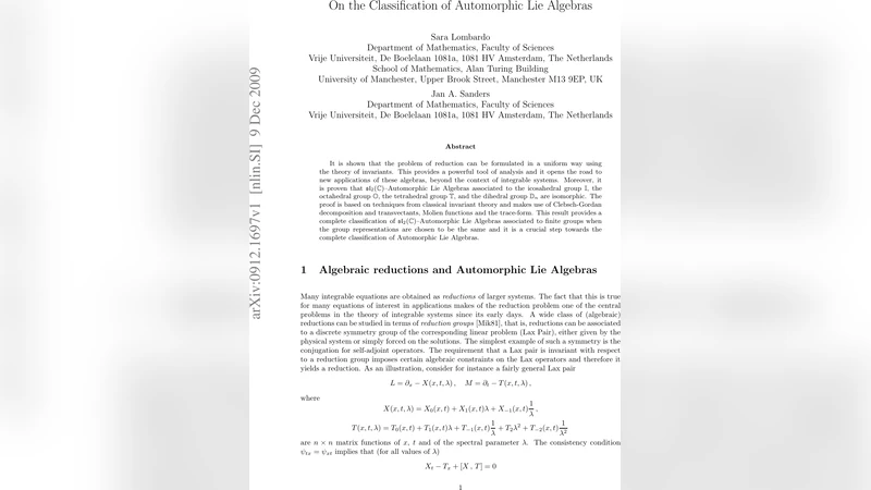 자동형 리 대수의 새로운 분류와 동형성