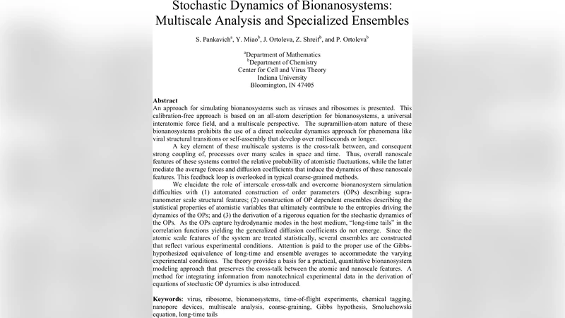바이오나노시스템의 확률적 동역학 다중척도와 특수 앙상블