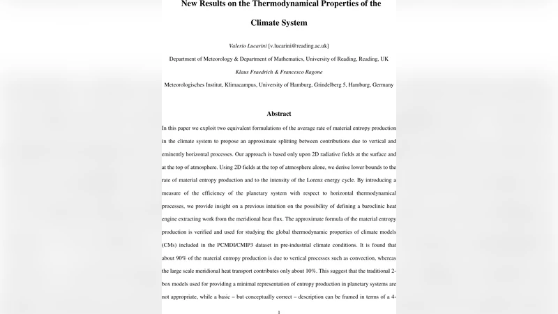 기후계의 열역학적 특성: 수직·수평 엔트로피 생산의 새로운 분해