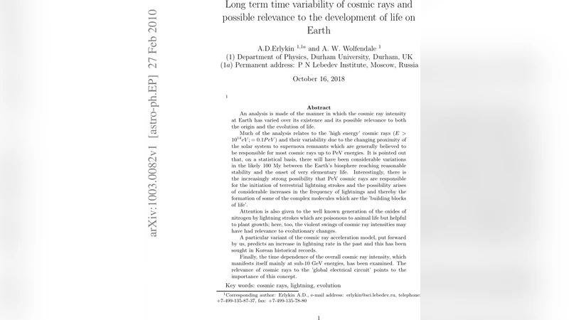 우주선 변동과 번개가 이끈 지구 생명 진화의 비밀