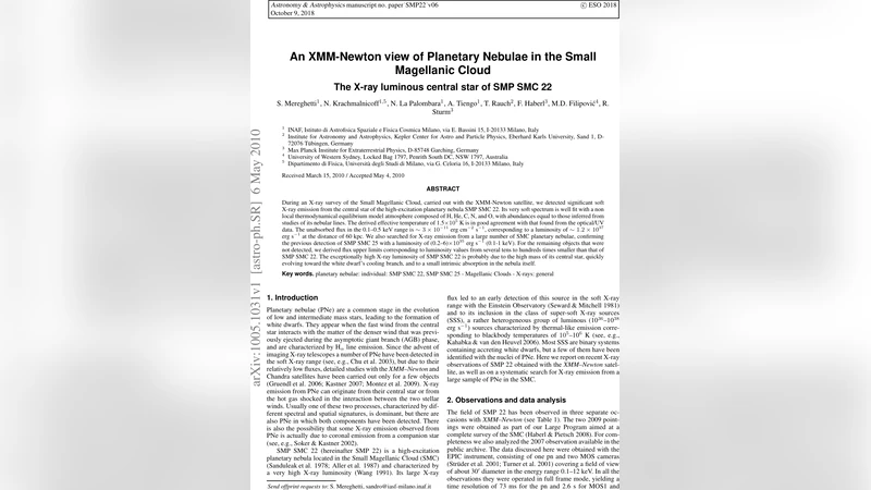 SMC 행성상 성운 중심 별, XMM Newton이 밝힌 초고광도 X 선