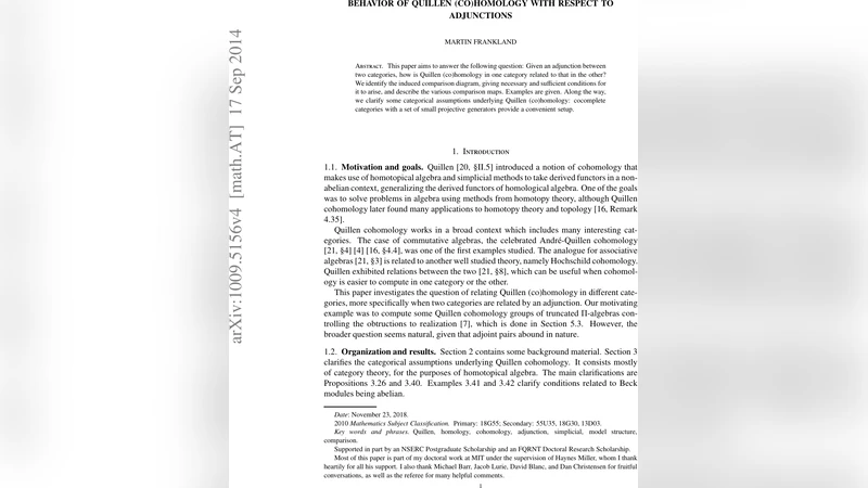 Adjunction에 대한 Quillen 동코동치의 거동