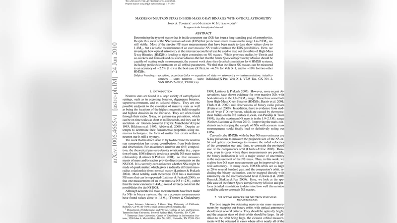 광학 천문측량으로 고질량 X선 이중성의 중성자별 질량 정밀 측정