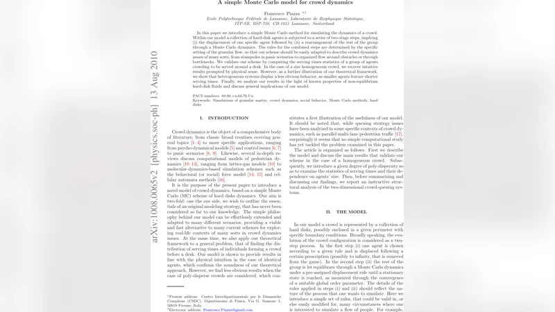 군중 흐름을 위한 간단한 몬테카를로 모델