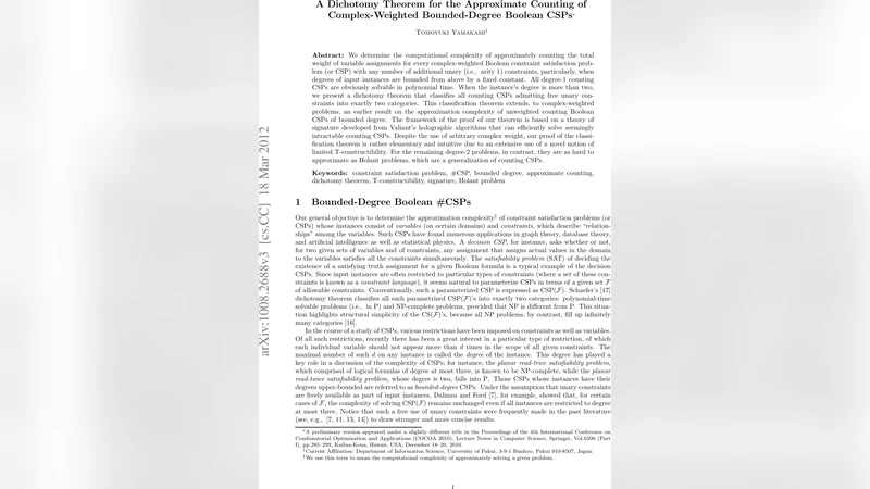 복소 가중치 제한도 부울 CSP의 근사 카운팅 이분법 정리