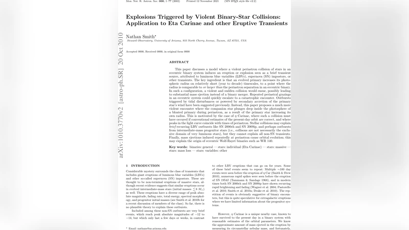 폭발을 일으키는 격렬한 이중성 충돌과 에타 카리나의 비밀