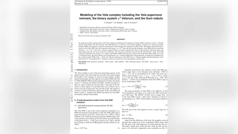 벨라 복합천체 모델링: 초신성 잔해·감마2 벨러미돈·검 성운의 상호작용