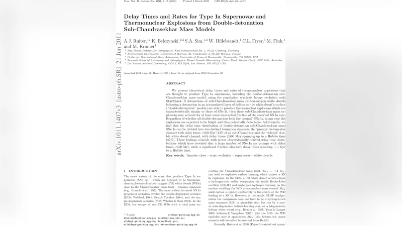 이중폭발 서브차드라시크 질량 모델의 지연시간과 발생률: 초신성 Ia의 새로운 해답