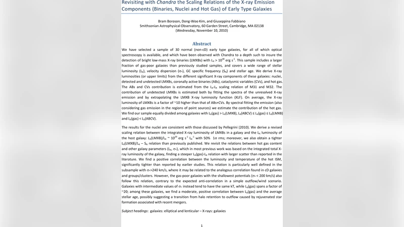 초기형 은하의 X선 방출 구성요소 스케일링 관계 재조명