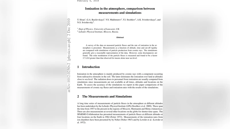 대기 중 이온화 현상 측정과 시뮬레이션 비교