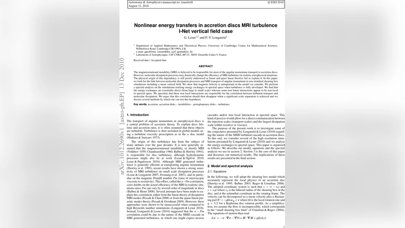 MRI 난류에서 비선형 에너지 전달과 점성 의존성
