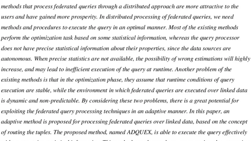 연결 데이터 연합 질의 적응형 처리