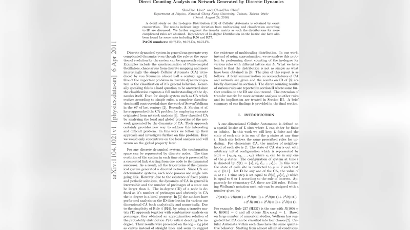 셀룰러 오토마타 네트워크의 진입 차수 분포 직접 계수 분석