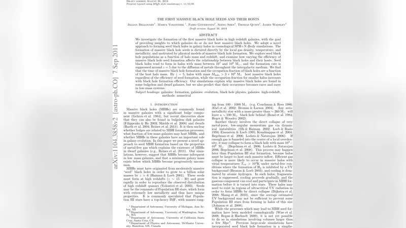 첫 번째 거대 블랙홀 씨앗과 그 숙주 은하