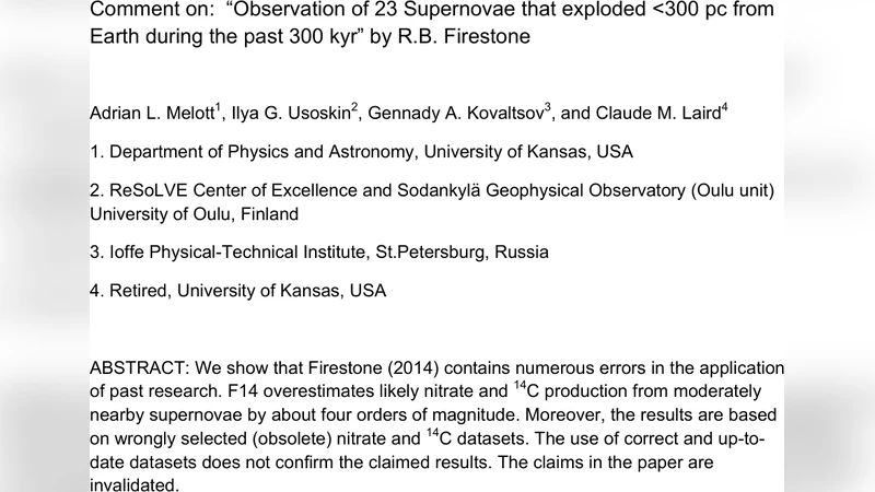 지구는 최근 30만 년 동안 많은 초신성 폭발에 노출되었을까?