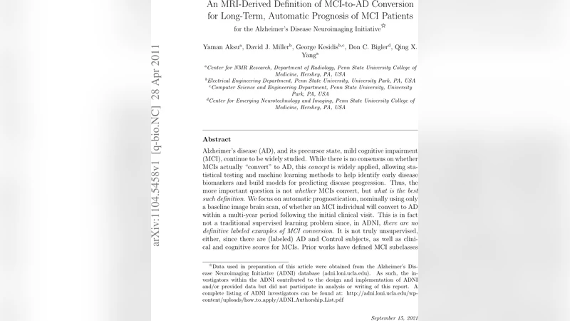 MRI 기반 새로운 MCI‑AD 전이 정의와 자동 예측 모델