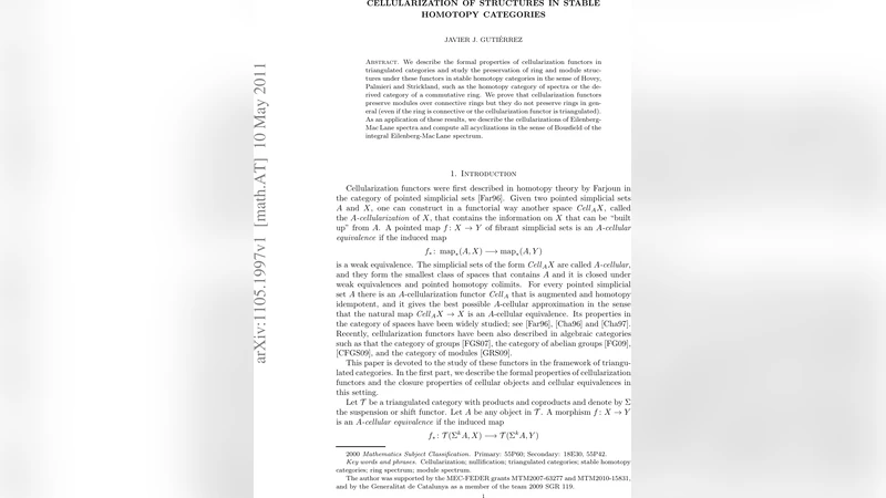 안정 동형 범주에서 세포화 함수와 구조 보존