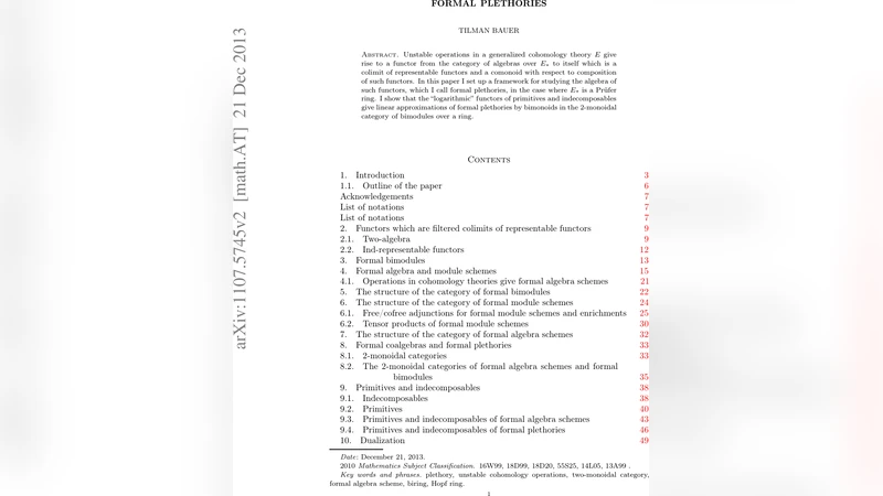 형식 플레소리와 불안정 코호몰로지 연산의 선형 근사