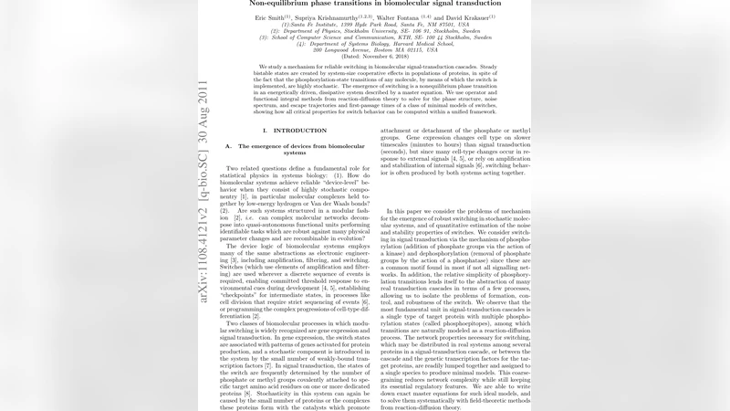 비평형 상전이로 구현되는 생물학적 스위치 메커니즘