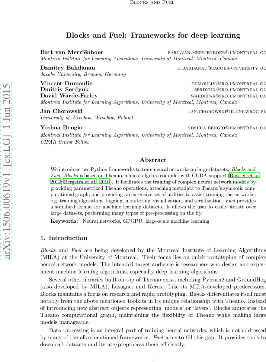 딥러닝을 위한 블록스와 연료: 파이썬 프레임워크 소개